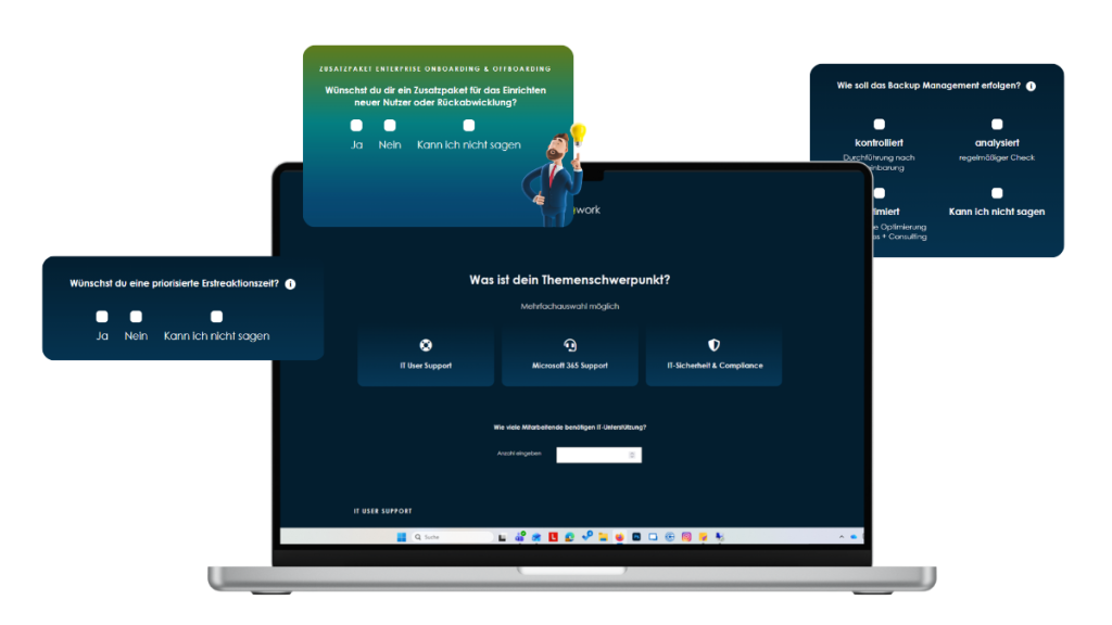 Visualisierung der Managed Service Seite bei Data at Work-IT Dienstleistungen aus der Region Hannover